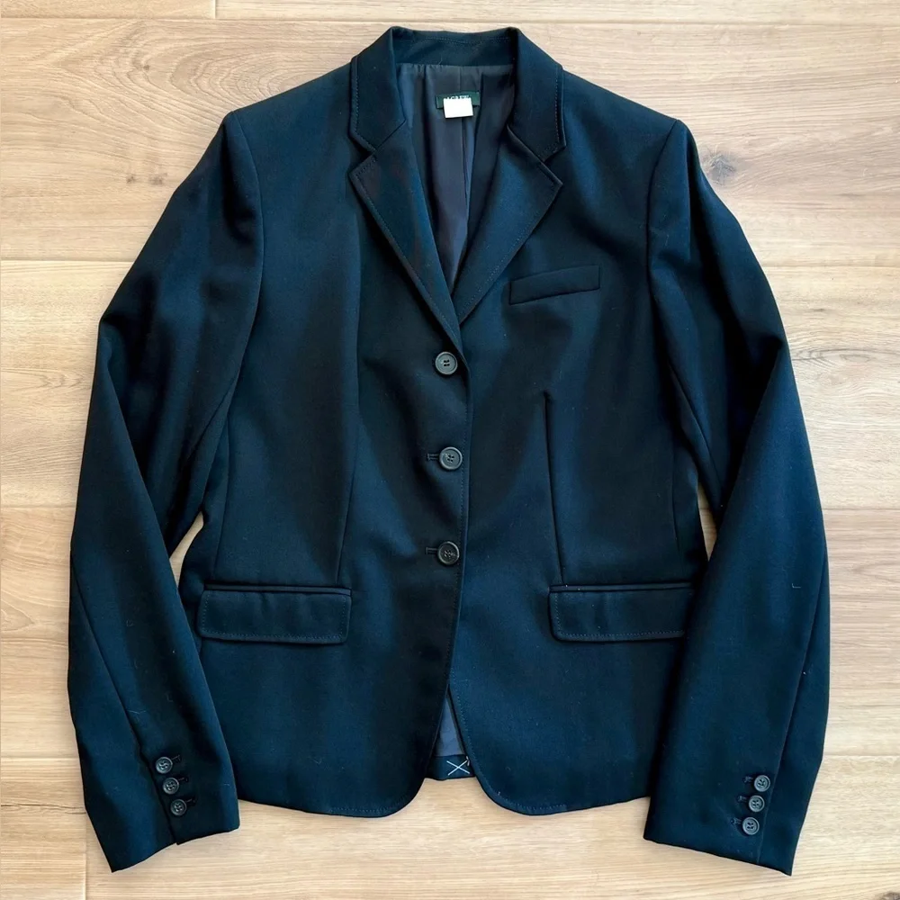 J. Crew Black Wool Suit Blazer Size 12 Tall